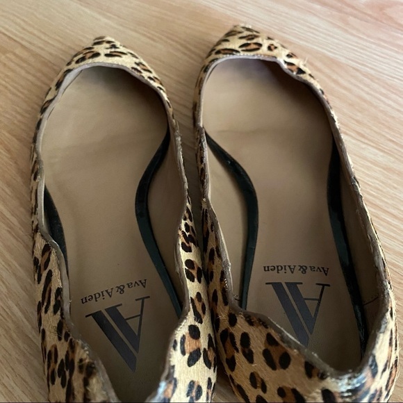 Ava & Aiden Leopard Print Calf Hair Pointed Toe Flats Women’s 6M - Picture 2 of 9